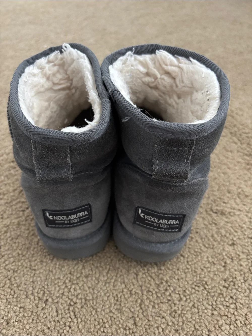 Koolaburra Short Suede Shearling Boots in Charcoal